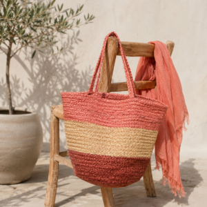 sunset bloom jute bag