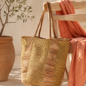golden bloom jute bag